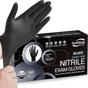 Black Nitrile Disposable Gloves – Latex Free Exam Gloves for Medical, Cooking, Tattoo & Cleaning