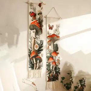 Mushroom & Flower Pattern Wall Hanging, Wall Decor for Home Living Room Bedroom, Wall Decor for Home Decor, Room Decor, Home Decor, Hangable, Interior Decoration Accessories