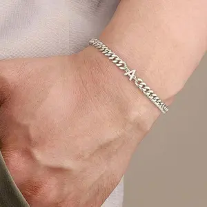 26 English letters men's bracelet stainless steel silver bracelet daily wear