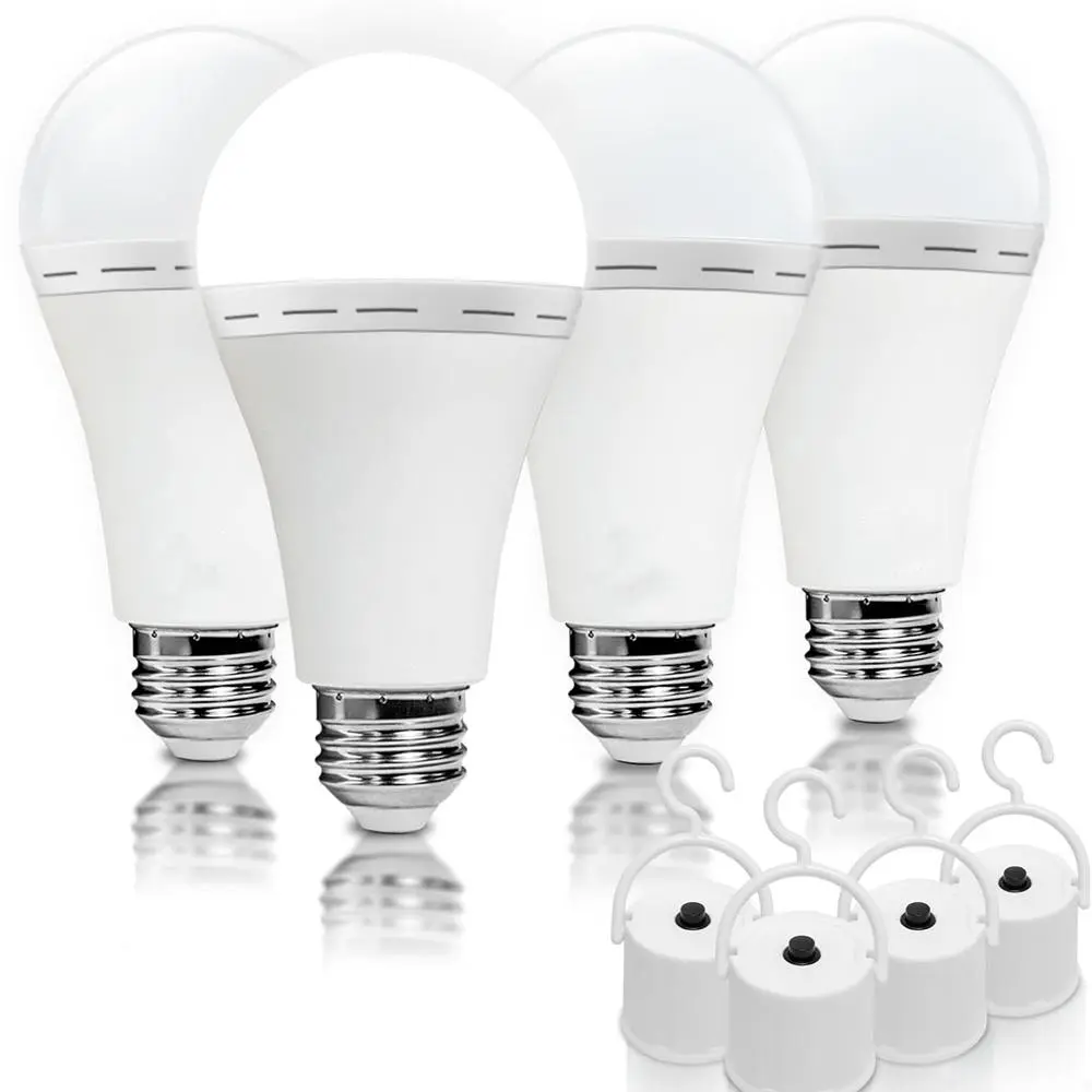 Emergency Rechargeable Light Bulbs 800LM E27/E26 6500K 1200mAh Super Bright LED for Power Outage Camping Hiking 1/2/4/8 Packs