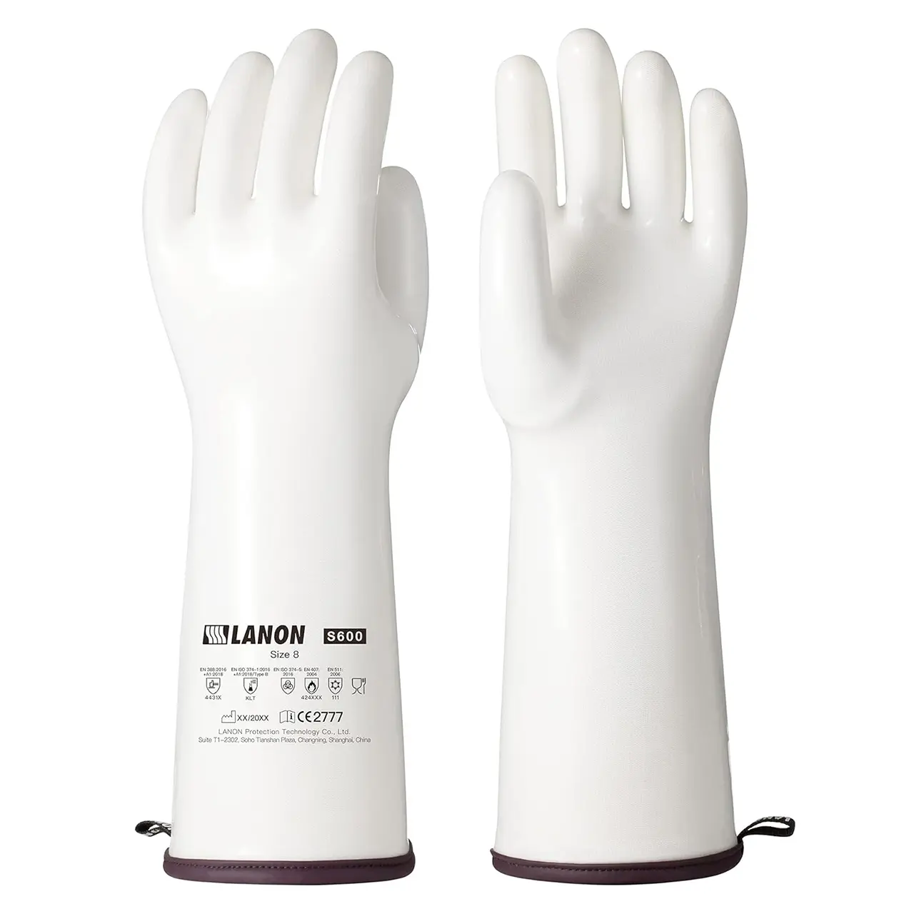 LANON Liquid Silicone Gloves, Heat Resistant Oven Gloves with Fingers, Food Grade, Waterproof, White, Bakeware,  Insulation