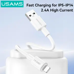 USAMS Lightning to USB Fast Charging Data Cable 2.4A 12W 480Mbps Transfer 1m PVC White Cord Pure Copper Core No Pop-up Window for iPhone 5-14 Travel Home Office usb-c data CarPlay Surge Protector with Extension High-Speed 3.0 4K60Hz HDMI Switch Smooth Fin