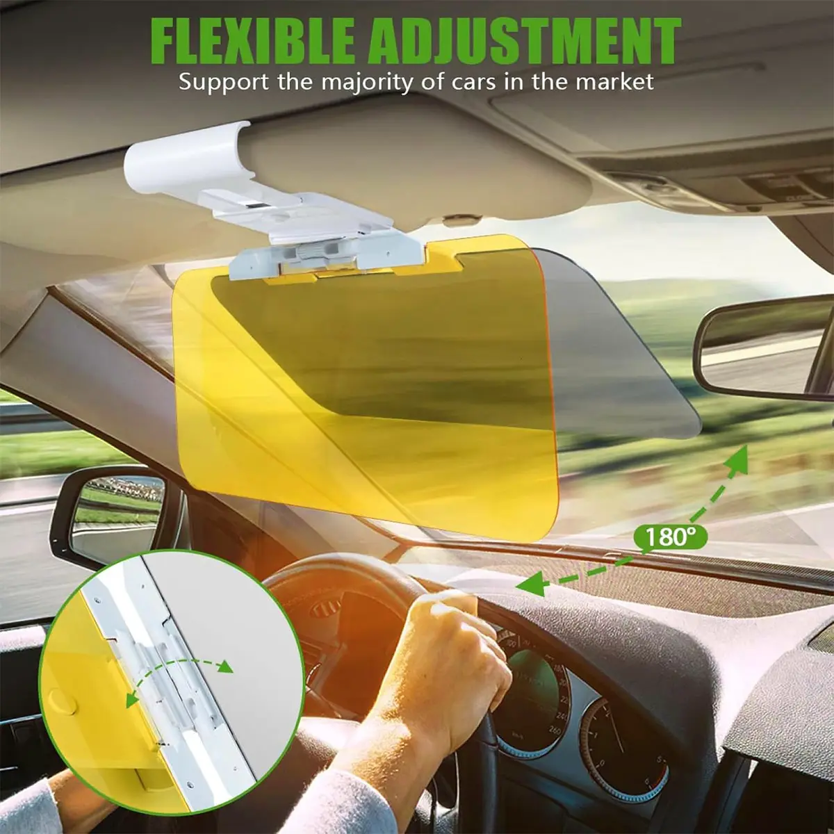 2 in 1 Universal Day and Night Anti-Glare Visor Extender, Sun Visor Blocker, Night Vision Anti-Dazzle Windshield Driving Visor