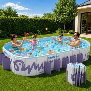 Mandla 10ft Foldable Garden Tub, Non-Inflatable AboveGround Swimming Pool, Rectangular Outdoor Backyard Pool for Family Summer tiktokshopspringglowup