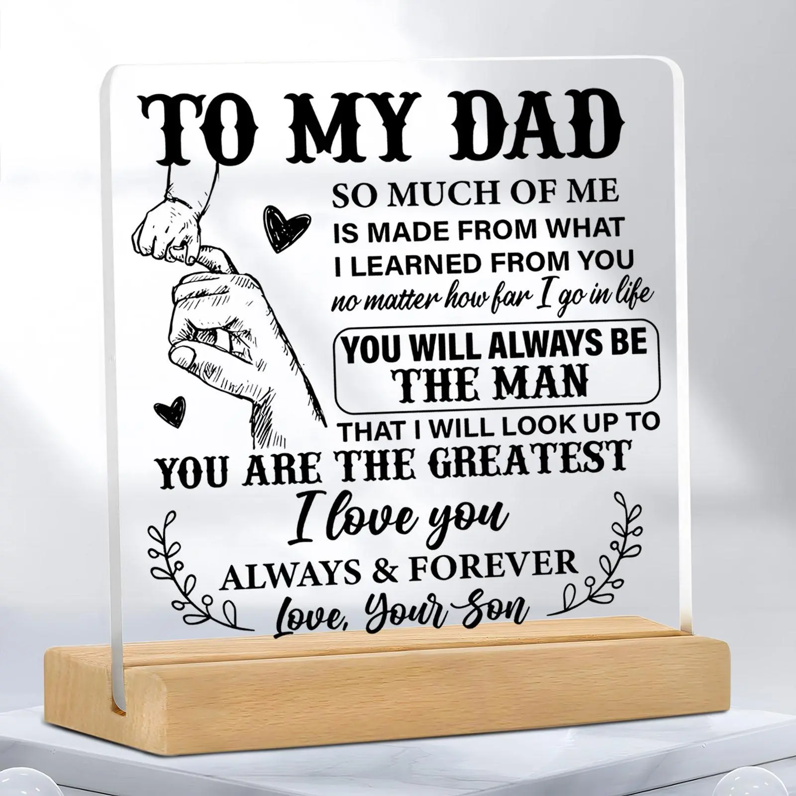 Acrylic Desktop Plaque, To My Dad Gift, Fathers Day Gift, Desktop Decoration, Home Decor, Gift for Dad, Birthday Gift for Dad, Signs