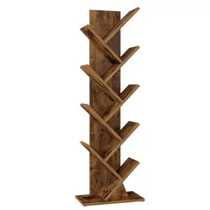【Deals For You】VASAGLE Custos Collection-Tree Bookshelf, Modern Floor Standing Storage Bookcase, Space-Saving Wooden Shelving Unit for Bedroom Living Room Home Office,7.9 x 15 x 45.4 Inches