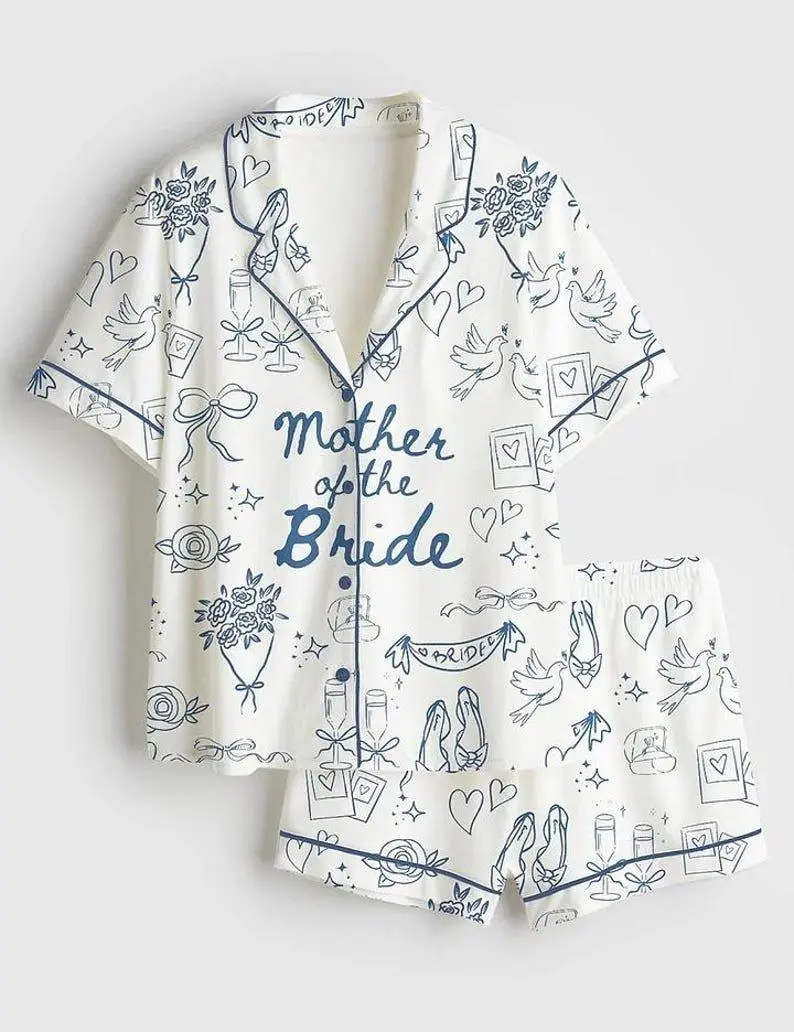 Bridal Party Pajama Set, Wedding Morning Sleepwear, Mother of the Bride Lounge Set, Bride Getting Ready Outfit, Bridesmaid Gift, Soft Wedding Gift for Her