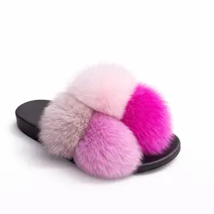 Women's Bubble Faux Fur Slip-On Slippers - Round Toe, Soft Fluffy Warm Lightweight Footwear, Rubber Sole, Durable Construction, Indoor-Outdoor Slides