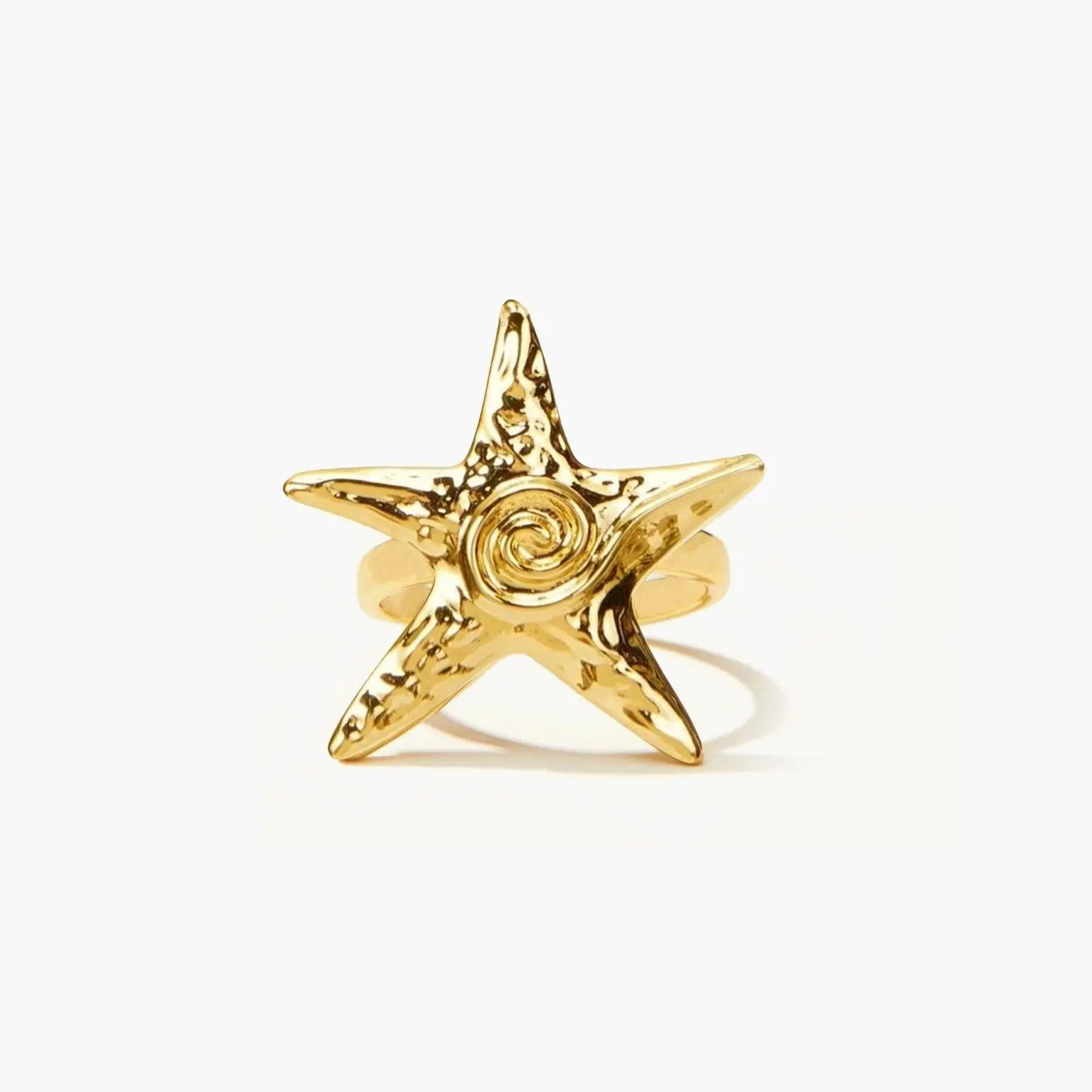 en route Gold Starfish Ring, Ocean-inspired Summer Essential, Complement Chunky Necklace Layers or Elevate Vacation Beachwear Looks #SpringStatements