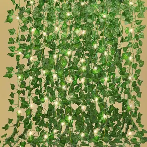 Ivy  Vines for Room Decor 12 Pack 86 FT Artificial  with 100 LED String Light Bedroom Aesthetic Hanging Greenery Garlands Backdrop Leaves for Wall Wedding Party  Garden Decor