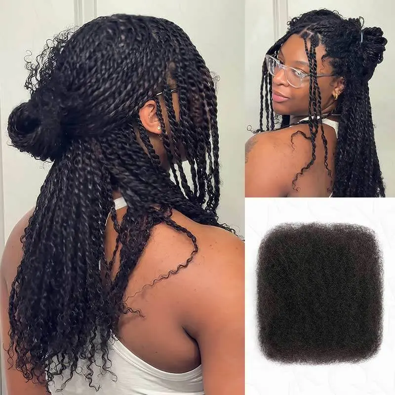 QVR No Short Hair Upgraded Afro Kinky Bulk Human Hair for Braiding & Mini Twists High-Quality Natural Look, Afro Kinkys Hair, Human Hair Extension