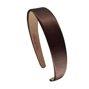 Brown Satin Arch Headband with No-Slip Lining, 1 Inch Width
