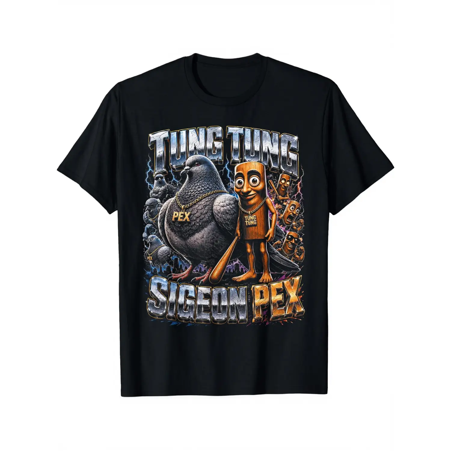 100% Cotton Tung Tung Sahur Sigeon Pex Divertente Gen Alpha Meme Maglietta T-Shirt Unisex Clothing Streetwear