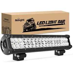 Nilight 60004C-A 17" 108W LED Light Bar, Spot Flood Combo Beam, IP67 Waterproof, Adjustable Mounting Bracket Super Bright light pod Round LED Truck Vehicle Under Dash Lighting
