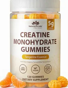 NaturaLife Labs Creatine Monohydrate Gummies - 5g per Serving - Tangerine Flavor - 120 Gummies - Gluten-Free, Non-GMO, Vegan, Sugar Free