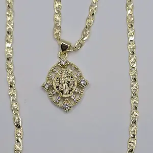SAN BENITO/ SAINT BENEDICT religious style necklace 18"inches shorter 24"inches available gold-plated