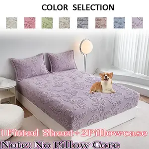 Fashion Butterfly Bed Sheet Set, Thick Velvet Fabric, Fall Winter Warm, Non-Slip, King Queen Size, Includes Fitted Sheet & Pillowcases
