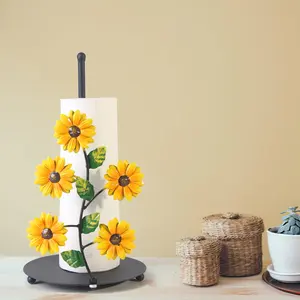 Sunflower Design Paper Towel Holder, 1 Box Iron Paper Towel Storage Rack, Roll Paper Holder, Home Decor for Kitchen Bathroom
