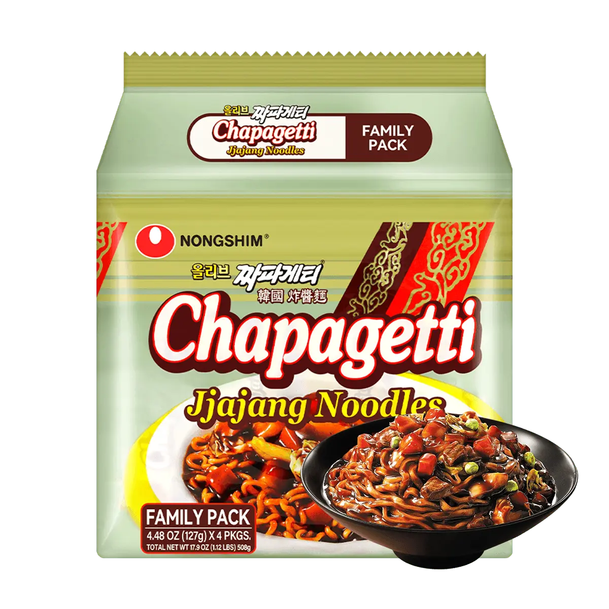 NONGSHIM Korean Jajangmyeon Family Pack 4 Bags 17.9oz Authentic Korean Black Bean Noodles