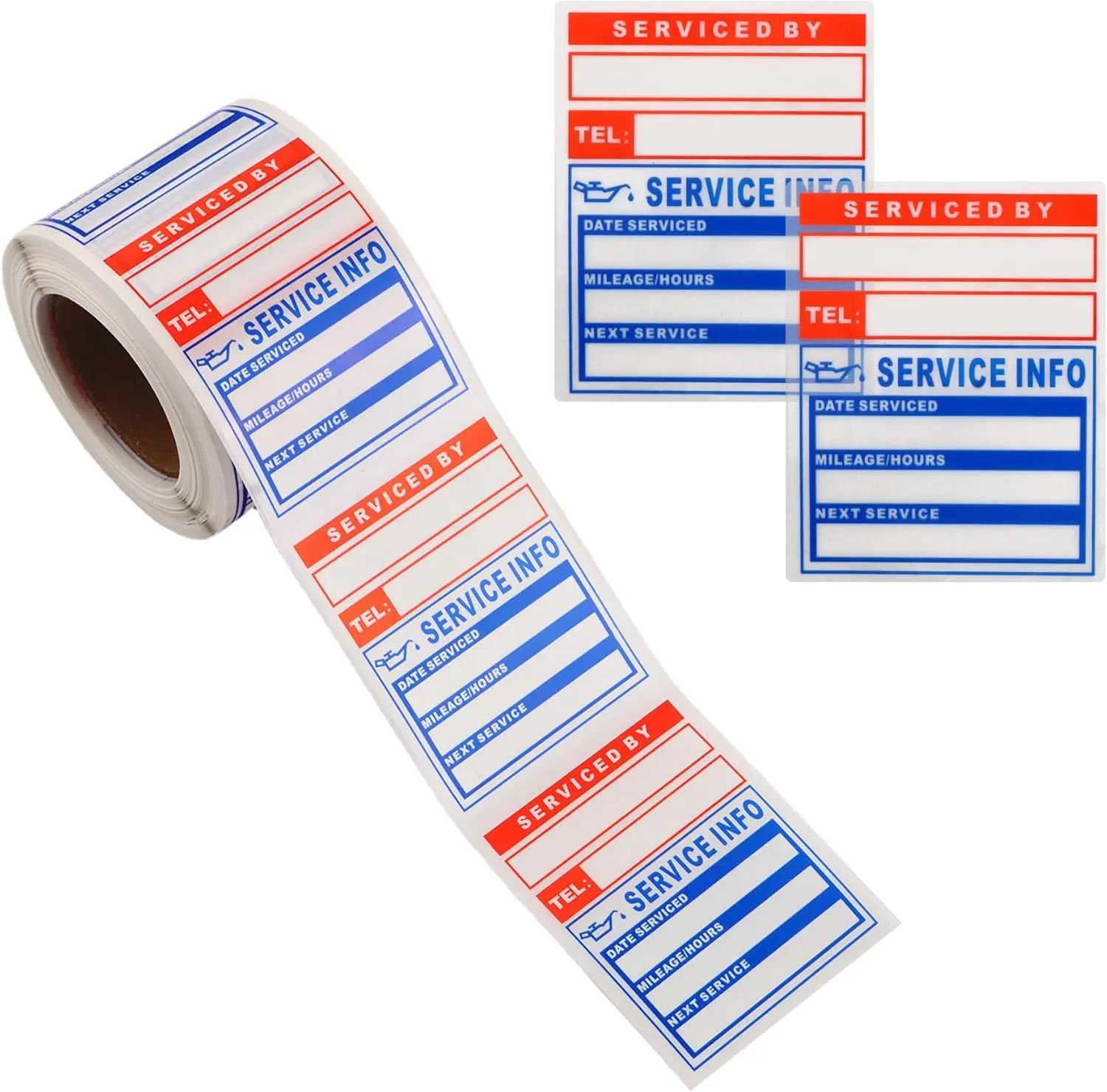 300PCS Automotive Car Oil Change Reminder Decals Stickers - 2x2 in Self-Adhesive Removable Vinyl, Non-Marking Adhesive, Date/Mileage Fill, Concise Sticker Layout, Easy Install, 2.60*2.60*2.13 inch Windshield Labels, Simple Layout