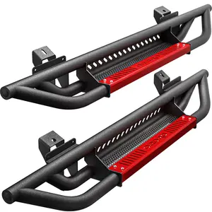 YITAMOTOR 6 inch Running Boards Compatible with 2021-2025 Ford Bronco 2 Door, Drop Side Steps, All Steel Nerf Bar Red Paintable Step Plates