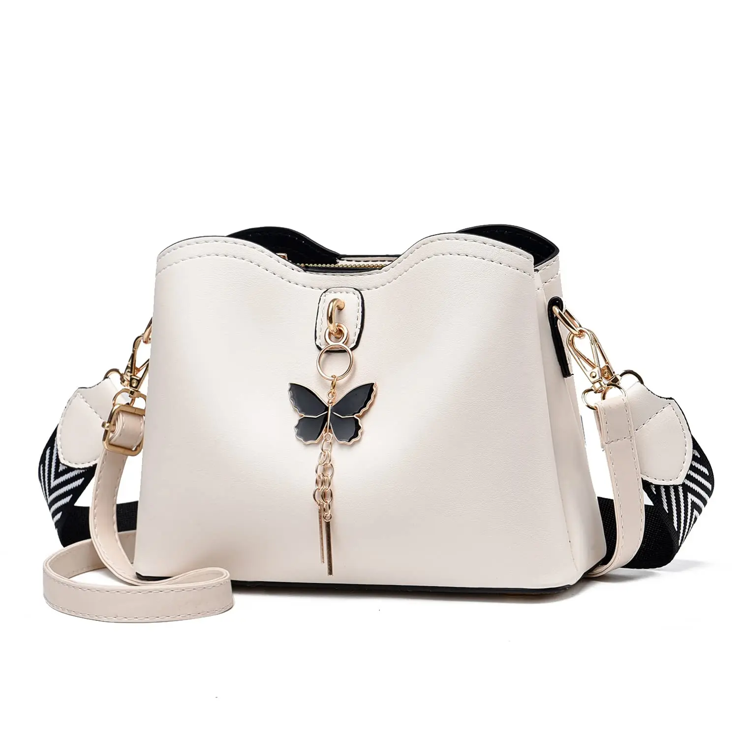 Women's Crossbody Bag - Small Fashion Purses with Butterfly Charm Lightweight Handbag for Ladies Shoulder Bag Large Capacity Zip Closure