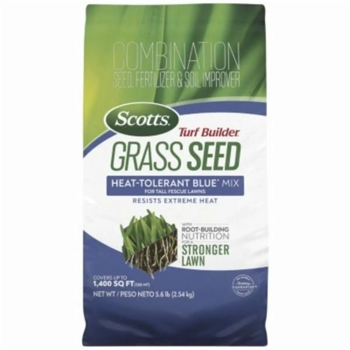 Scotts Turf Builder Tall Fescue Grass Seed - 5.6 lbs Heat-Tolerant Blue Mix, Root-Building Nutrition for New Lawns, Creates Stronger Lawn, Resists Extreme Conditions
