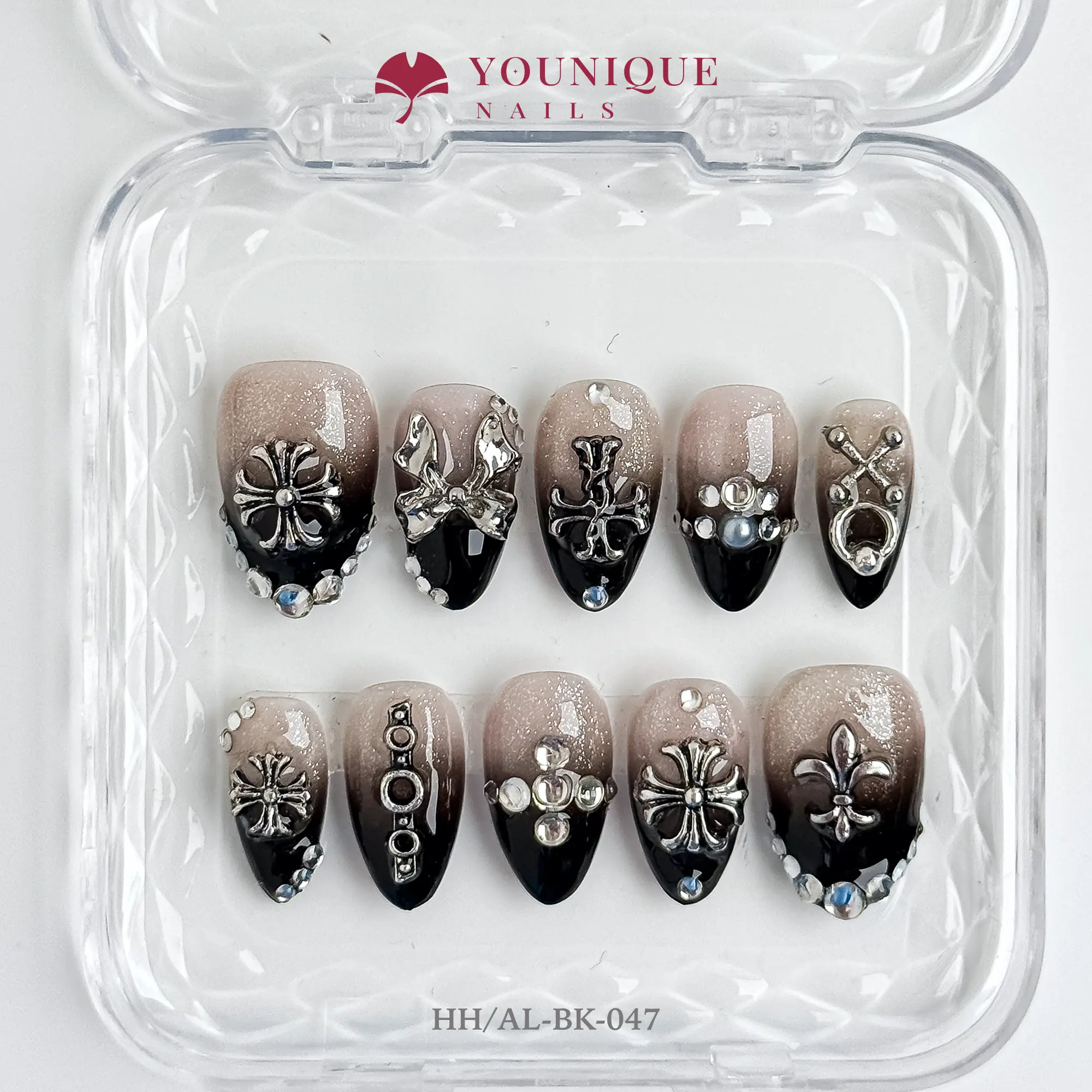 Younique Gel Press-On Nails - 10PCS 100% Handmade Reusable Colorful 3D Acrylic Stylish Nail Decor for Women, Firm-Applying Manicure Accessory