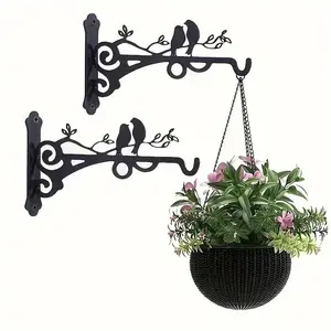 Metal Plant Bracket with Bird Silhouette, Wall Mounted Hook for Hanging Baskets, Lanterns, Indoor/Outdoor Garden Decor, Garden Accessories