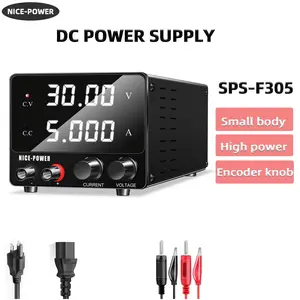 Nice-Power Sps-F305 Mini Dc Power Supply, 0-30v Adjustable Output, 0-5a Adjustable Current, 150w Full Load, LED Display, with Accents