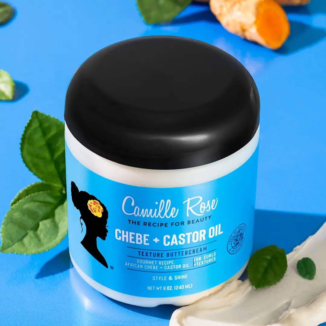 Camille Rose Black Castor Oil + Chebe Buttercream, 8 oz, Hair Buttercream, Moisture & Style Hold