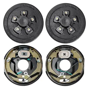 Summervibes VEVOR Trailer Hub Drum Kits 5 on 4.5 B. C. with 10x 2-1/4 Electric Brakes, Self-Adjusting Trailer Brake Assembly for 3500 lbs Axle, 4-Hole Mounting, Backing Plates for Brake System Part Replacement