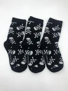 Women's Skull Print Crew Socks, 3 Pairs Casual Comfy Breathable Mid-calf Socks for Daily Wear, Women's Socks for All Seasons, Halloween, Long Socks, Casual Stylish Socks, Sock Sets