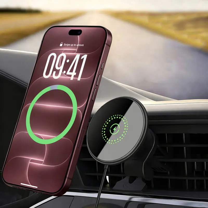 Magnetic Wireless Car Charger, Strong Magnet Car Phone Holder Charger, 360° Rotation Air Vent Mount Fast Wireless Charging Station for iPhone Duo 18 17 16 15 14 13 12 Series