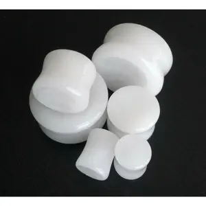 PAIR of Unique Concave White Jade Stone Plugs - Gauges 0g (8mm) up to 1" (25mm)