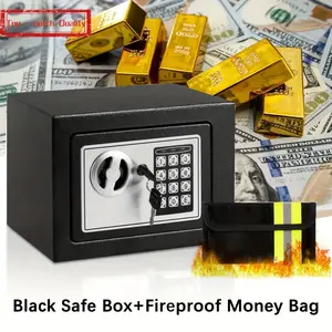 Money Safe Box for Home With Light &Money Bag, Steel Safe, Security Safe Box for Money Safe With Keys & Pass Code, Lock Box Safe With Digital Keypad, Portable Safe Use
