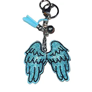 Blue Wings Sequins Glitter Keychain - Sparkly Embellished Keychain with Sparkling Sequins, Tassel for Fashion Accessories, Sequins Glitter Keychains, Sparkly Embellished Keychains Bag Pendant