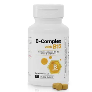 B-Complex with B12 & Papain – Daily Energy Support Tablets 90 Coated Tablets, Vitamin, Supplement