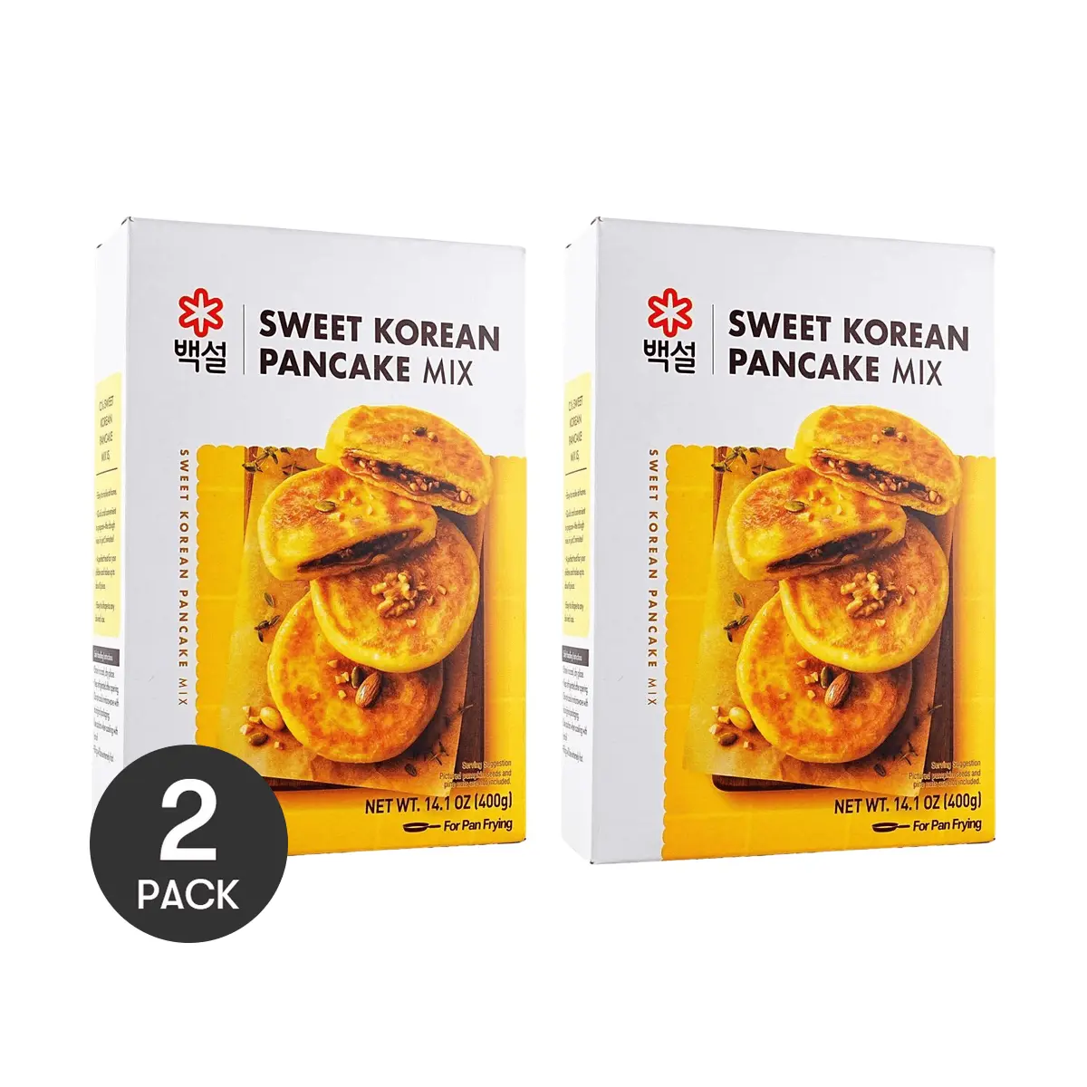 2 Pack CHE IL JEDANG Korean Sweet Pancake Mix (Hotteok Premix) - 400g Each - Authentic Korean Street Food Dessert