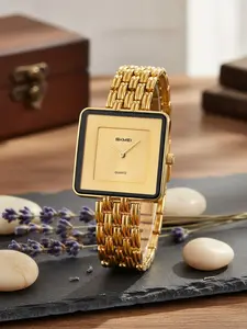 Women's Luxury Watch, Skmei Elegant Quartz Square Watch, Strap, 30m Waterproof, Perfect for Dates and Office