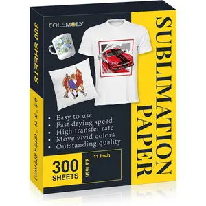 Sublimation Paper 8.5x11, 300 Sheets Heat Transfer Paper for Any Inkjet Printer 125g, works with thermal sublimation ink for Phone Cases, Light Fabrics, T-Shirts, Mugs DIY Projects