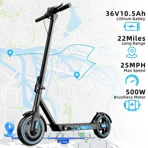 Electric Scooter for Adults, 500W Motor, 10" Vacuum Big Tires, 25mph and 23 miles,Folding E Scooter with Disc Braking System, Smart APP Control