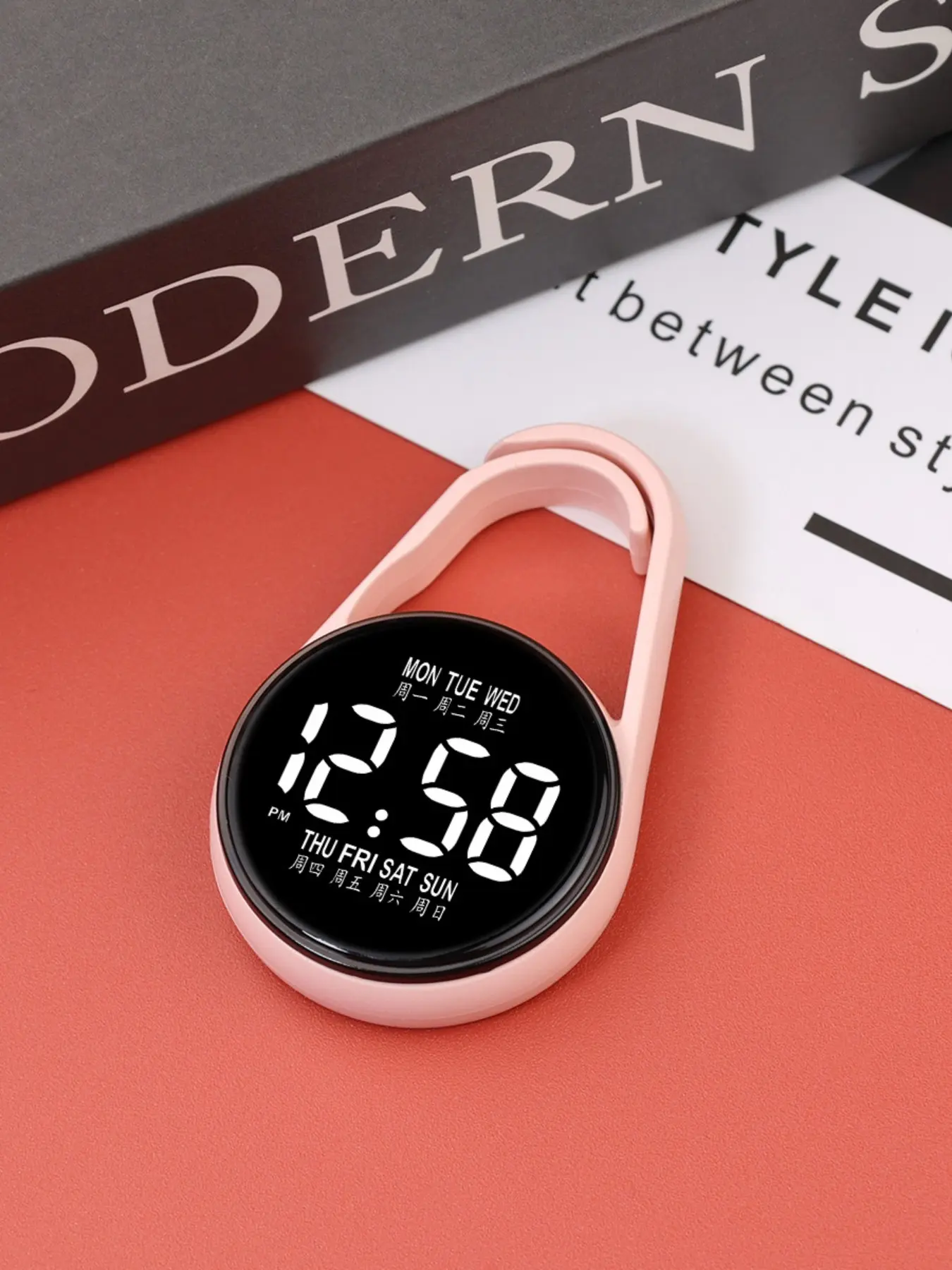 Women's Creative Fashion Watch, Student Pendant Clock, Simple Night Light Week Mini Electronic Digital Watch, Portable Waterproof Pocket Watch, Fashionable Waterproof Watch, Plastic Watch