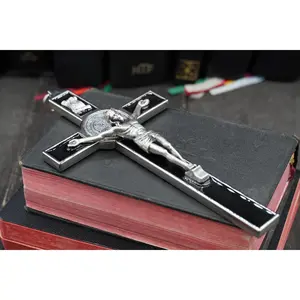 7.5'' Black Enameled St. Benedict Wall Crucifix