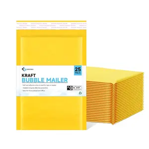Kraft Paper Bubble Mailers #0, 6x10 Inch Self-Seal Padded Mailing Envelopes, Usable Size 6x9, Pack of 25