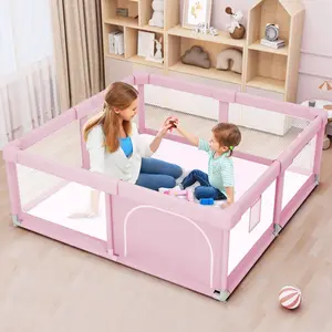 Baby Playpen for Toddler, Medium Playpen for Babies 47" × 47" Baby Fence Playards, Kids Safety Play Pen Area for Indoor & Outdoor (Pink)