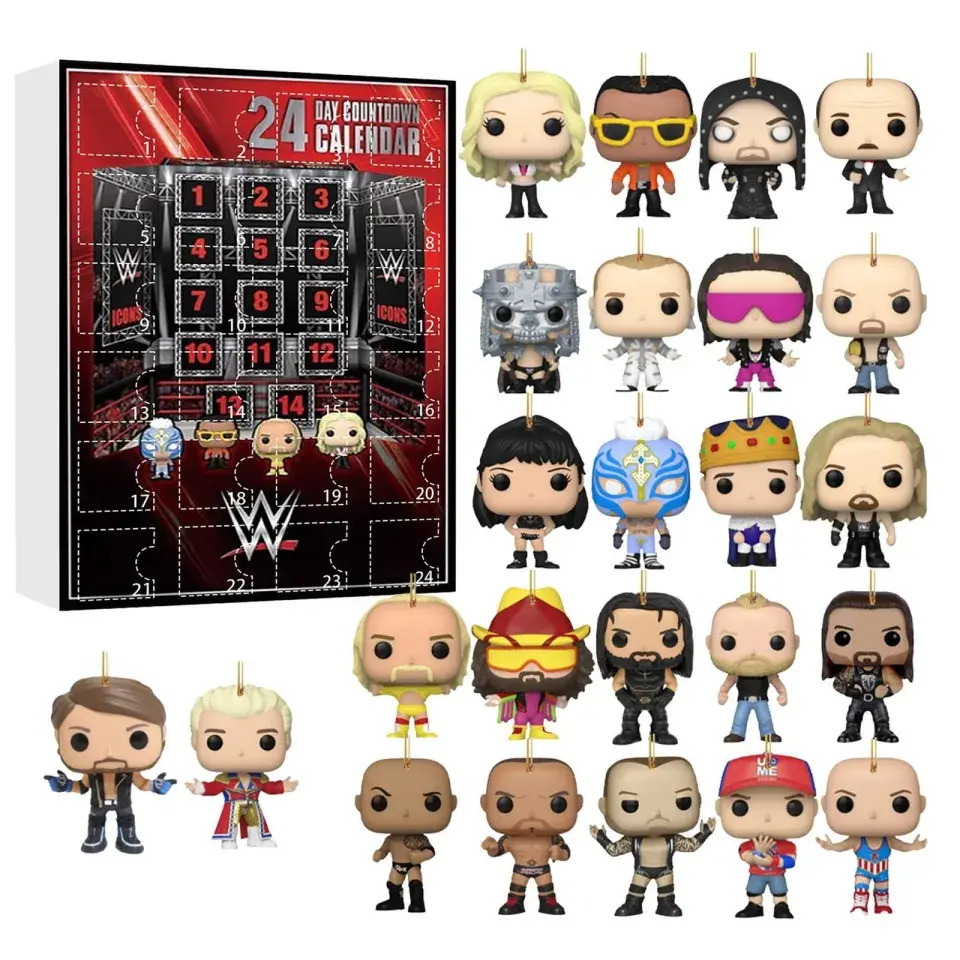 24 Days W Advent Calendar 2026 - 2D Flat Acrylic Legend Figure Ornaments Set - Spooky Xmas Countdown Box for Men