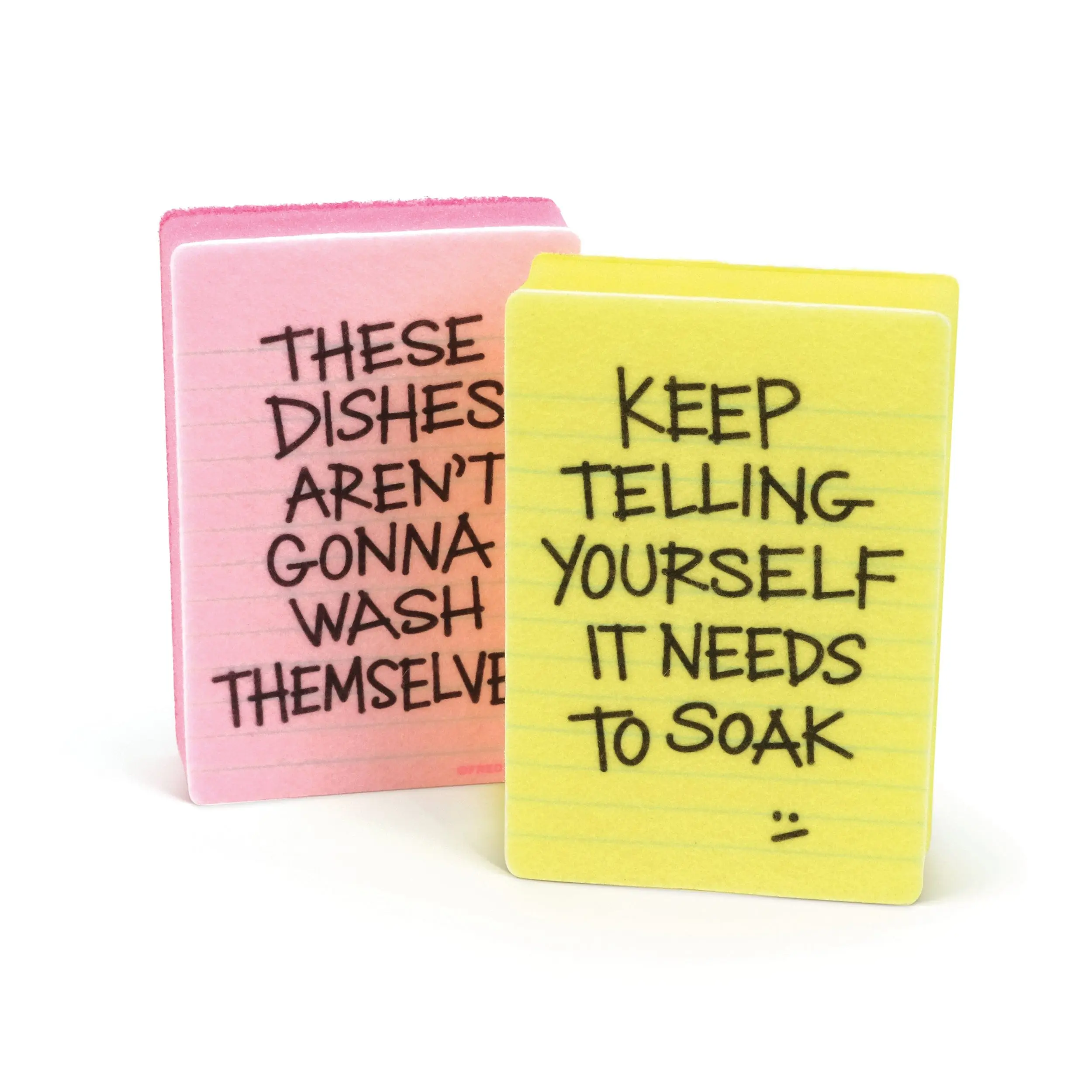 CLEAN CONSCIENCE Kitchen Sponges – Set of 2 Passive-Aggressive Dish Sponges with Funny Notes – Multi-Layer Scrubbers for Dishes and Mess