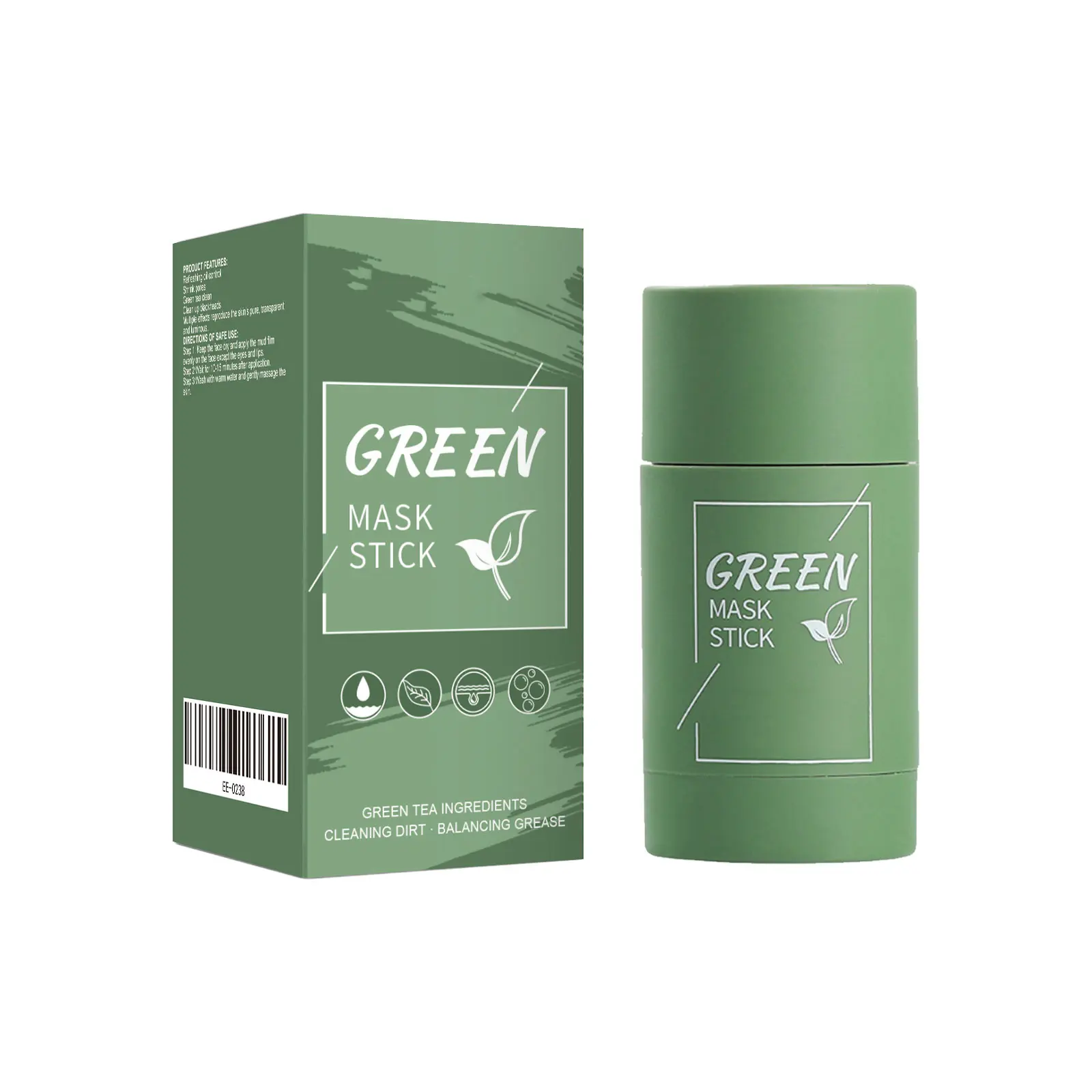 Green Tea Solid Face Mask Stick - Cleansing and Hydrating Apply-On Mud Mask Stick
