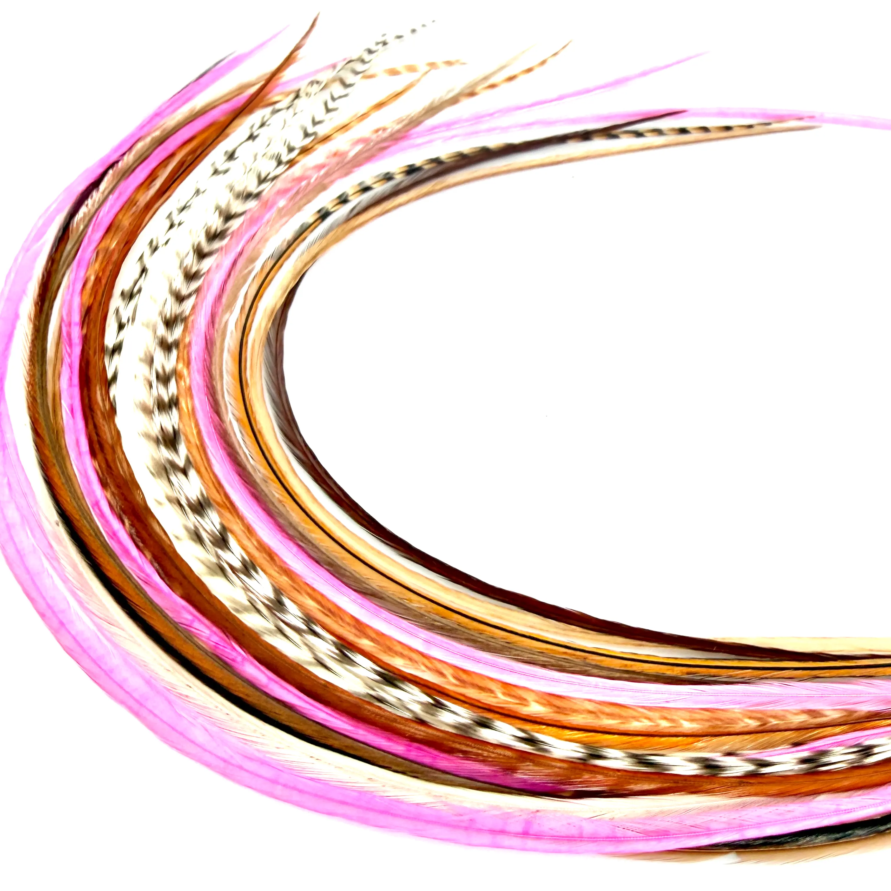 Real Natural & Pink Color Feather Hair Extensions Clip-In DIY Kit (50 Pc) | 9”-14” length | Boho Festival + Western Cowgirl Hair | Heat Safe, No Damage, Salon Quality